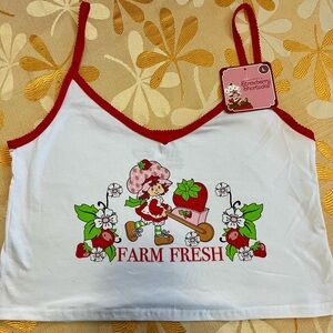 Strawberry Shortcake 'Farm Fresh' White Crop Tank with Red Trim